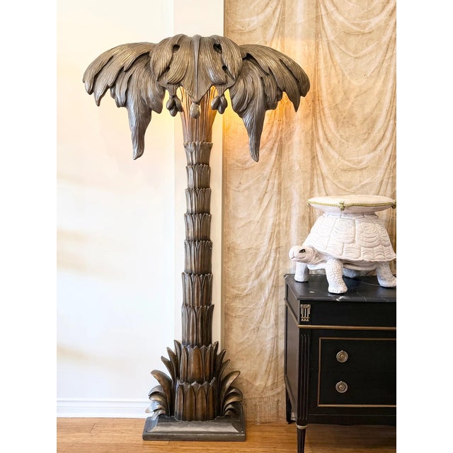 Maison Jansen Mid 20th Century Monumental Palm Tree Floor Sconce Attributed to Maison Jansen For Sale - Image 4 of 5