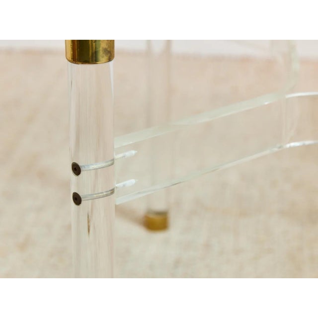 Mid 20th Century Tubular Lucite and Brass Italian Game Table Occasional Table For Sale - Image 9 of 10