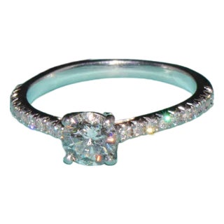 Genuine Tiffany & Co. Natural 0.81Cts Diamond Novo 950 Platinum Engagement Ring, size 5.5 For Sale