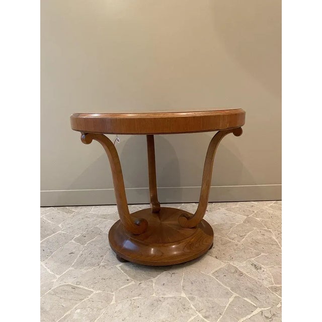 1930s French Art Deco Round Table with Inlay on Top, 1930s For Sale - Image 5 of 5