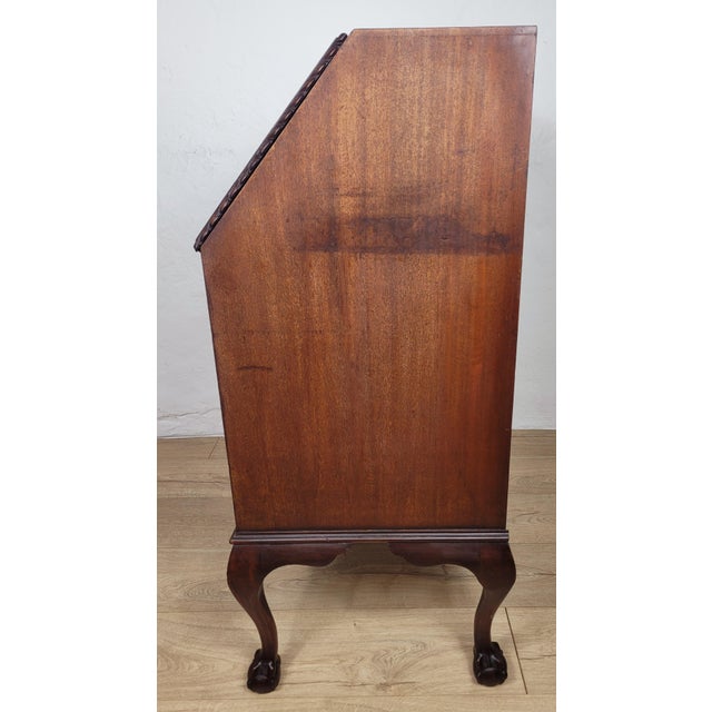 Vintage Writing Secretary in Leather, 1930s For Sale - Image 17 of 18