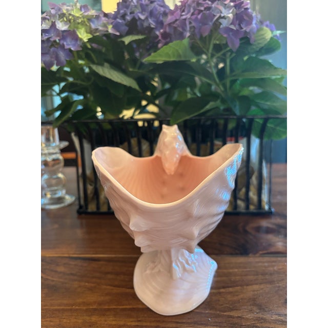 Vintage Mid-Century Wedgwood "Alpine Pink" Nautilus Shell Footed Centerpiece Vase For Sale - Image 9 of 9