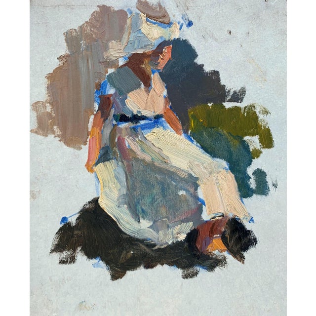 Portrait Woman Large Portrait Oil Painting Original Socialist Realism Ukrainian Artist Sokolovsky G. 1960s For Sale