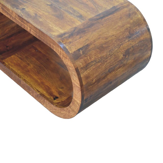 Chestnut-Finish Mango Wood Curved Coffee Table For Sale In Philadelphia - Image 6 of 8
