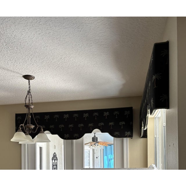 Custom Palm Tree Scalloped Valances – Set of 2 For Sale - Image 4 of 14