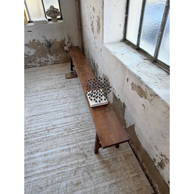 Wood Oak Farmhouse Bench, 1890s For Sale - Image 7 of 18