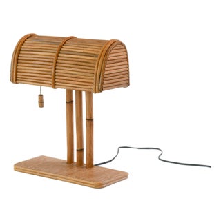 Rattan Modern Bp Desk Lamp, Handcrafted Pencil Reed Rattan, Art Deco Style For Sale
