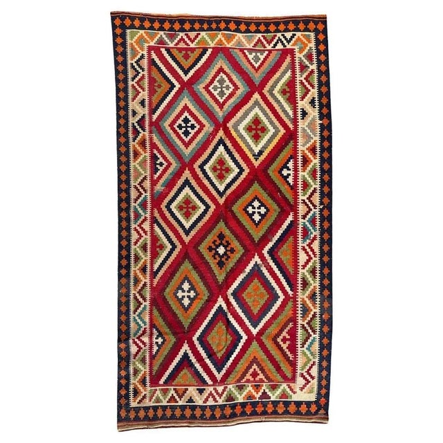Mid-Century Qashqai Kilim, 1960s For Sale - Image 13 of 13