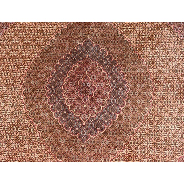 Vintage Persian Tabriz Rug With Diamond Medallion Design in Rich Burgundy For Sale - Image 9 of 11