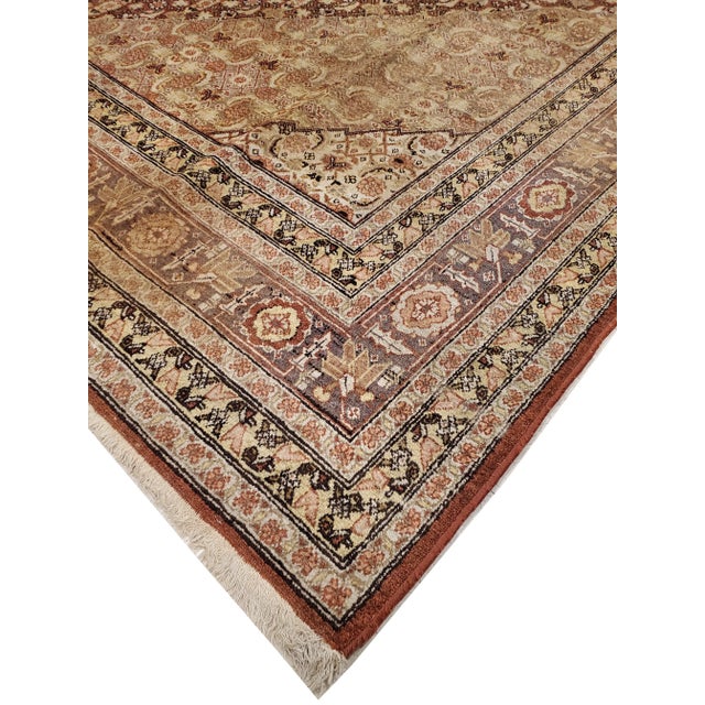 Textile Antique Tabriz Carpet, Handmade Persian Rug in Masculine Gold, Brown and Taupe For Sale - Image 7 of 12