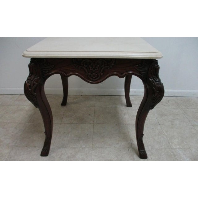 1980s Ralph Lauren Stone Top French Country Hoof End Table Night Stand For Sale - Image 12 of 12