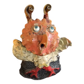 Jean Linard, Raku Owl Sculpture by Jean Linard, 2002, Ceramic For Sale