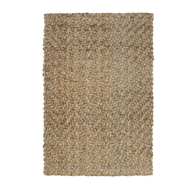 Contemporary Zig Zag Two Tone Natural Jute Rug 2x3 For Sale - Image 3 of 3