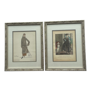 Museum - Quality Framed 1920s French Art Deco Pochoir Fashion Prints - Pair