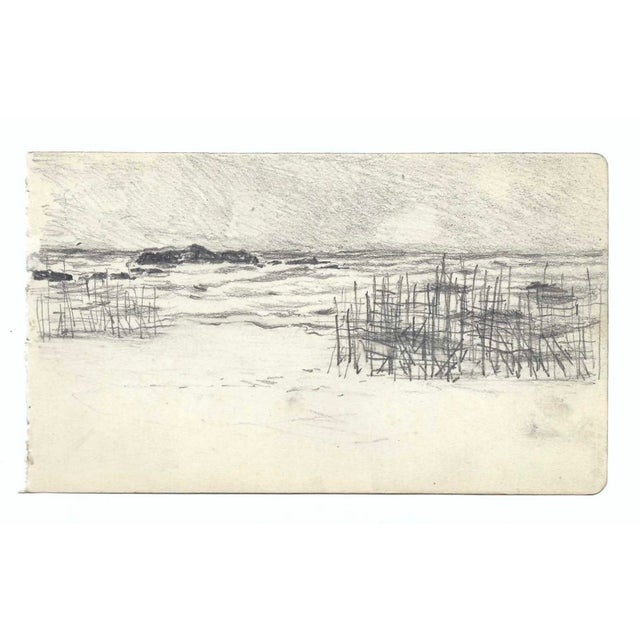Coastal drawing by a Japanese artist from a sketchbook full of Japanese subjects. Some pages are signed by the artist...