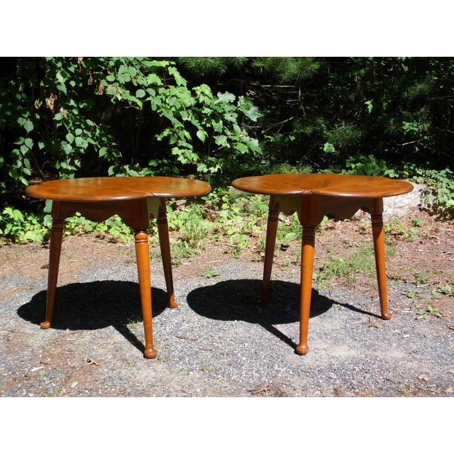 Vintage Pair Maple Ethan Allen Triangle Clover Double Drop Leaf End