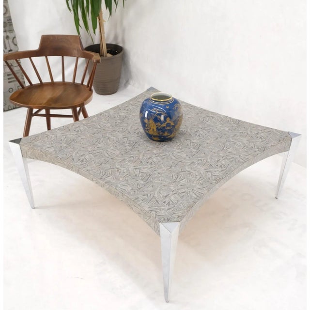 Philippe Starck Square Concave Sides Tapered Triangle Aluminum Legs Coffee Table Scratch Coat For Sale - Image 4 of 13