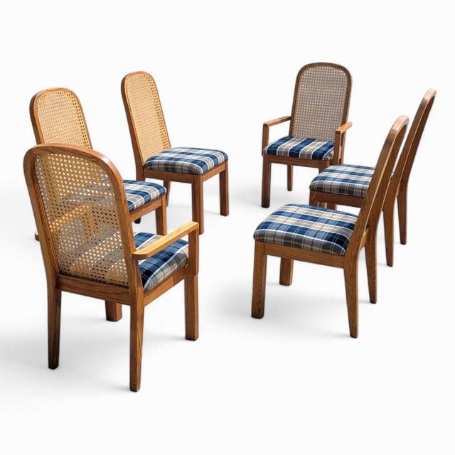 Brown Postmodern Cane Back Dining Chairs by Douglas, Set of 6, 1980s For Sale - Image 8 of 18