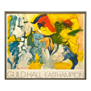 Willem De Kooning Vintage 1981 Abstract Expressionist Lithograph Print Framed Extra Large Exhibition Poster " East Hampton Garden Party " 1976