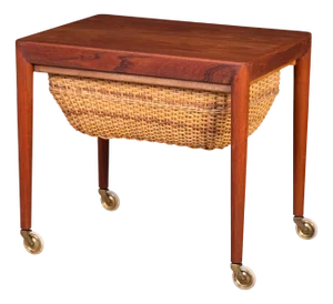Vintage Teak Sewing Table by Erik Severin Hansen for Haslev Møbelsnedkeri, 1960s