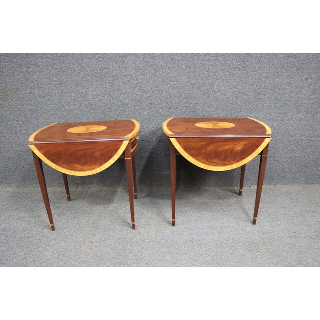 Councill Craftsman Federal Style Inlaid Pembroke Side Tables For Sale - Image 10 of 12