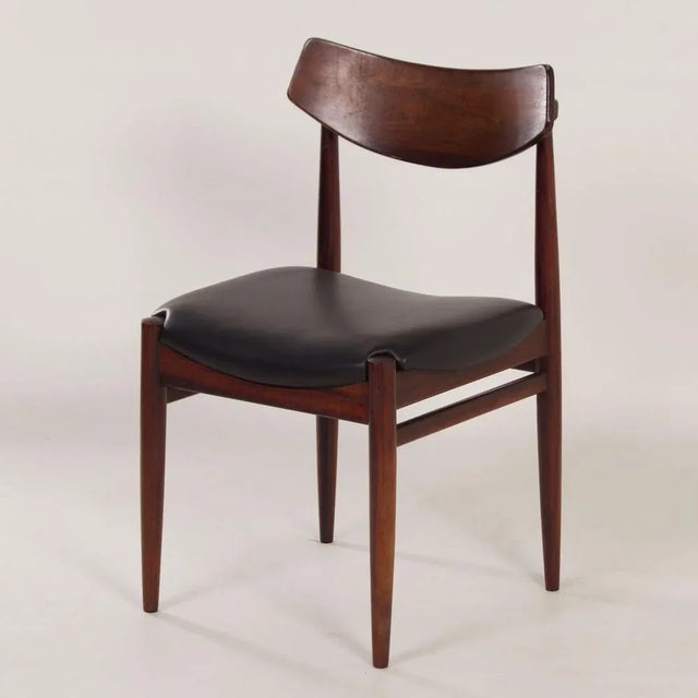 Rosewood Dining Chairs with New Black Leather, 1960s, Set of 4 For Sale - Image 9 of 13