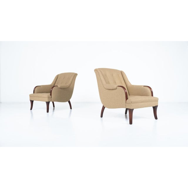 1920s Lounge Chairs in Wood and Upholstery, 1920s, Set of 2 For Sale - Image 5 of 18