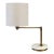 Vintage Brass-Tone Swing Arm Table Lamp With White Marble Base and Linen Shade For Sale