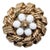 Vintage 1960s Signed Napier Round Goldtone White Beaded Brooch For Sale