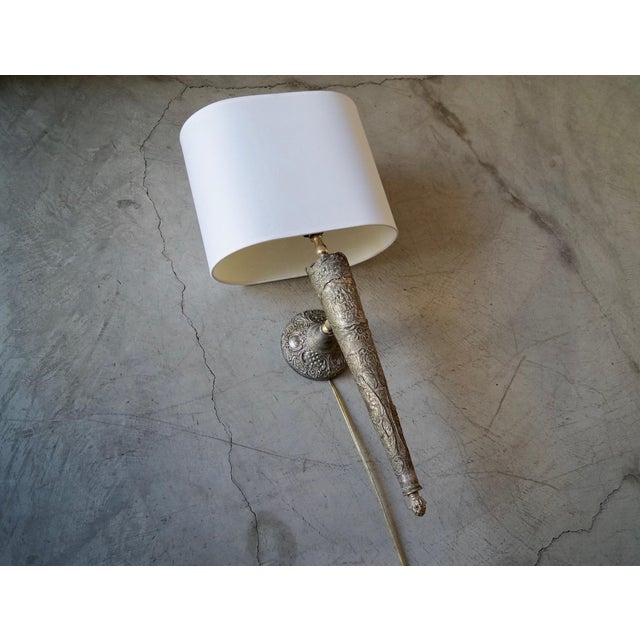 Victorian Antique Victorian Aged Brass Wall Sconce For Sale - Image 3 of 12