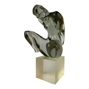 Nude Male 1980s Signed R. Anatra Glass Sculpture VII of 60 Murano Glass