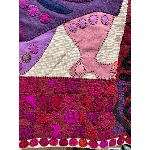 Kopel Gurwin, Wool Felt Craft Applique Vintage Israeli Judaica Folk Art Tapestry Kopel Gurwin For Sale - Image 4 of 8