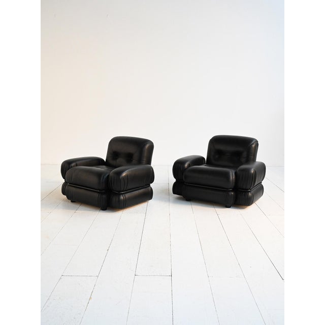 Black Leather and Tubular Steel Armchairs, 1970s, Set of 2 For Sale - Image 3 of 11