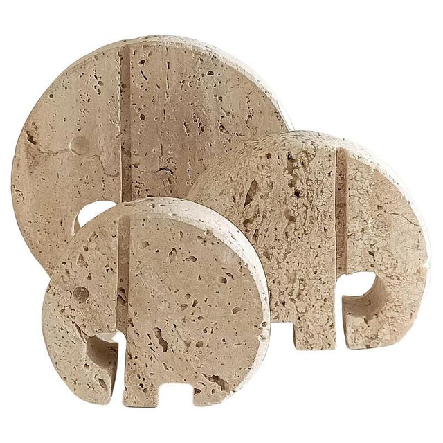 Stone Midcentury Modern Elephants Family Sculptures by Enzo Mari, 1970s, Set of 3 For Sale - Image 7 of 7
