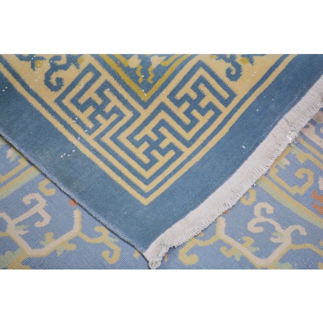 Textile Vintage Chinese Art Deco Hand Knotted Wool Rug, For Sale - Image 7 of 7