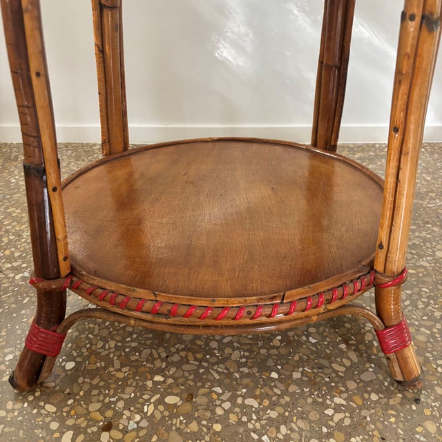 Wood French Bamboo and Cane Side Table, 1950s For Sale - Image 7 of 9
