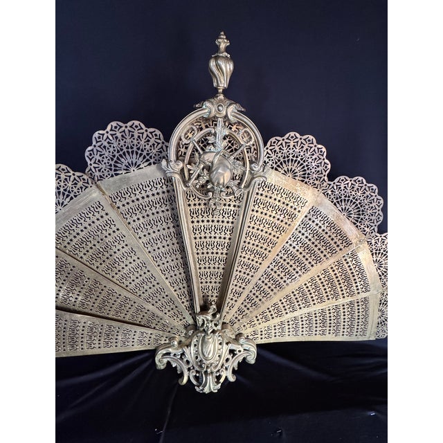 19th C French Louis XVI Gold Gilt Bronze Fireplace Screen 1 Pc For Sale - Image 14 of 16