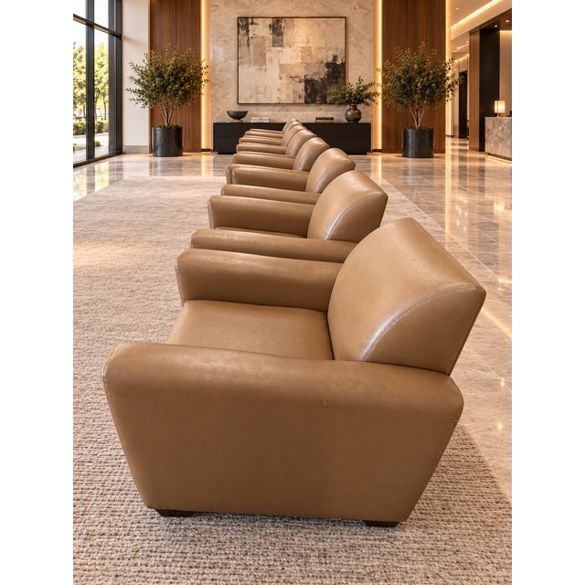 2000 - 2009 Thayer Coggin Genuine Leather Club Chairs – Set of 8 For Sale - Image 5 of 9