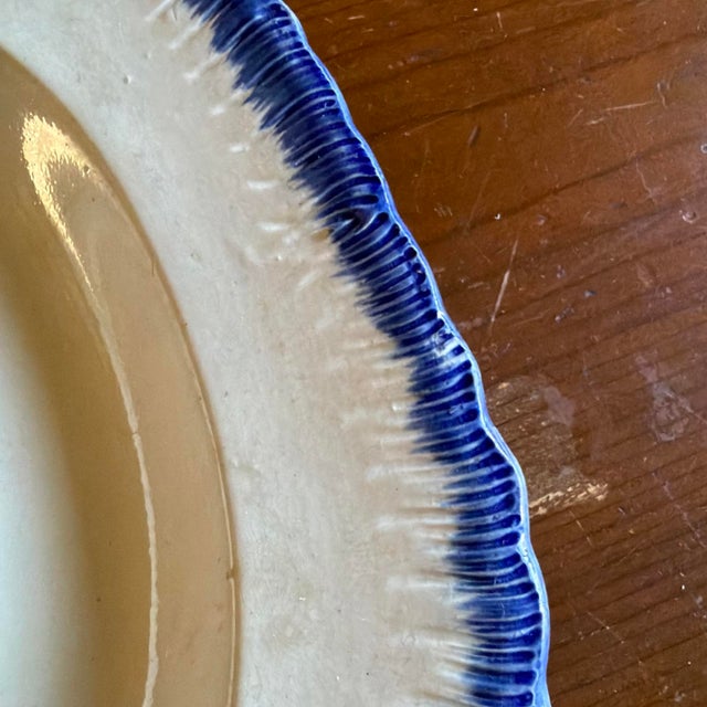 Ceramic Antique Pearlware Blue Feather Edge Platter, Impressed Eagle Mark, English For Sale - Image 7 of 16