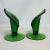 1950s Americana Folk Art Hand Blown Jack in the Pulpit Green Glass Candle Holders - A Pair. For Sale - Image 4 of 9