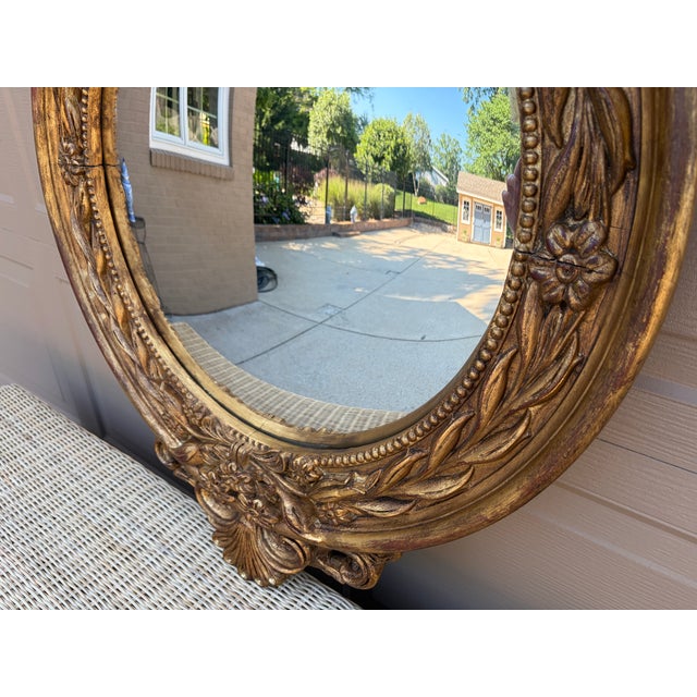 Wood Large Federal Giltwood Eagle Convex Mirror, 20th Century For Sale - Image 7 of 14