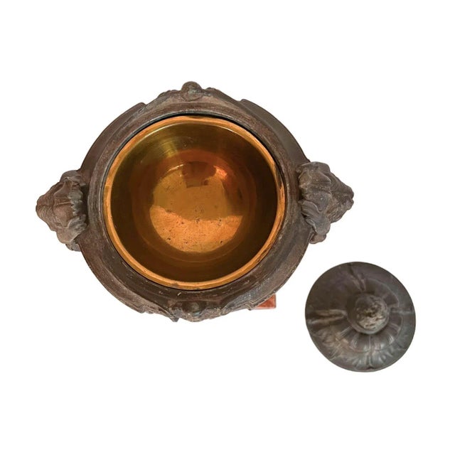 Metal 19th Century French Urn on Marble Pedestal For Sale - Image 7 of 12