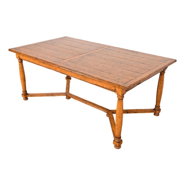 Guy Chaddock English Country Rustic Oak Harvest Farm Extension Dining Table For Sale