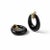 Black 14k Yellow Gold Diamond and Carved Onyx Circle and Turquoise Door Knocker 1.5 Inch Earrings, a Pair For Sale - Image 8 of 10