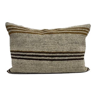 Turkish Hemp Pillow Cushion Natural Beige Brown Pillow Cushion Cover 16" x 24" For Sale