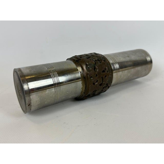 1970s German Brutalist Cylindrical Steel and Bronze Vase from BMF, 1970s For Sale - Image 5 of 9