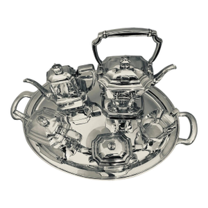 Mid 20th Century Six-Piece Tiffany & Co. Sterling Silver Kettle on Cradle W Serving Tray 7.3 Kg