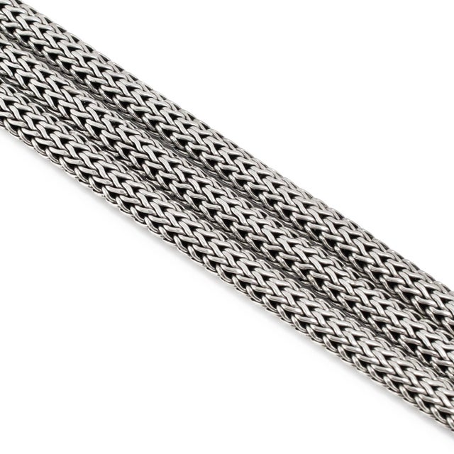 Modern Unisex Retired John Hardy Sterling Silver Woven Chain Pusher Clasp Link Bracelet For Sale - Image 3 of 8