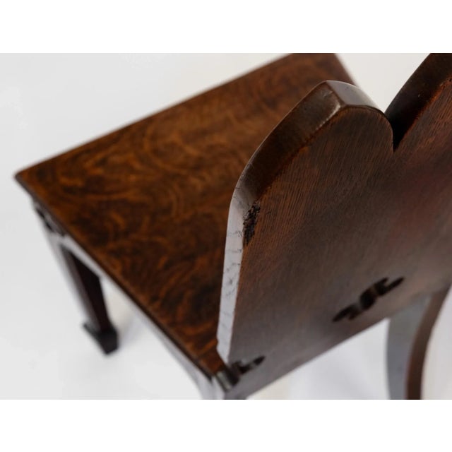 English Regency Gothic Revival Oak Hall Chairs, 1830s, Set of 2 For Sale - Image 11 of 18