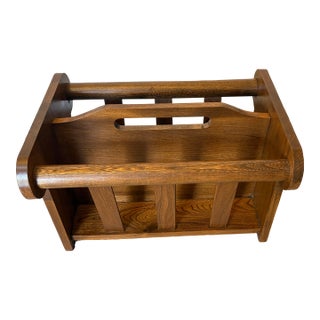 Vintage Leick Solid Oak Magazine Rack by Furniture by Leick, Sheboygan, Wisconsin For Sale